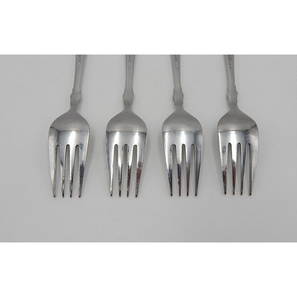 Stainless Steel Japan Dessert Salad Forks Rose Accented Motif Handle Flatware 4P - Picture 8 of 9